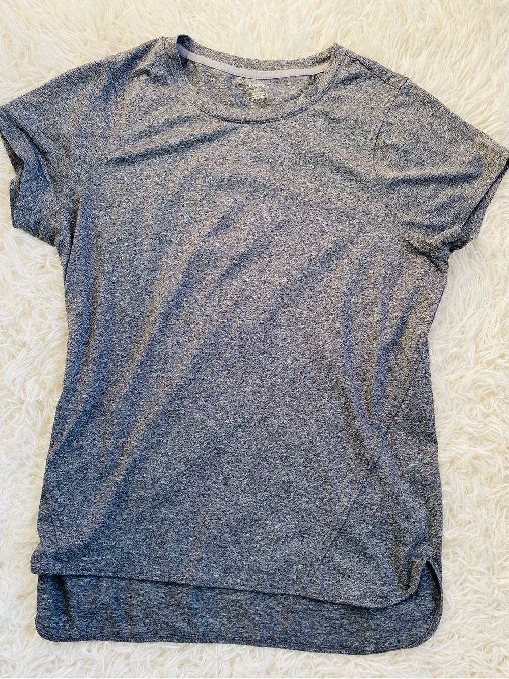 Jockey Gray Heather Performance Athletic Top Size Large Short Sleeve Activewear - Picture 3 of 8